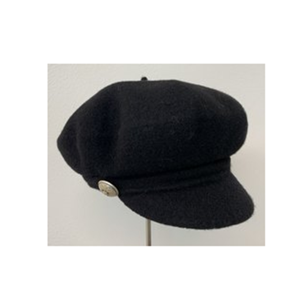 Donna Cappelli da Cappelli Ganni Basco a coste con applicazione logoGanni in Lana di colore Nero 